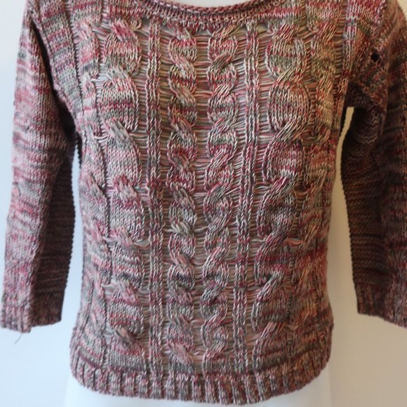 COTTON BY AUTUMN CASHMERE CABLE KNIT SWEATER XS * - Picture 5 of 8